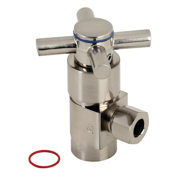 1/2" IPSx3/8" O.D. Anti-Sz Qrtr Turn Ceramic Cartridge Angle Stop, Nkl